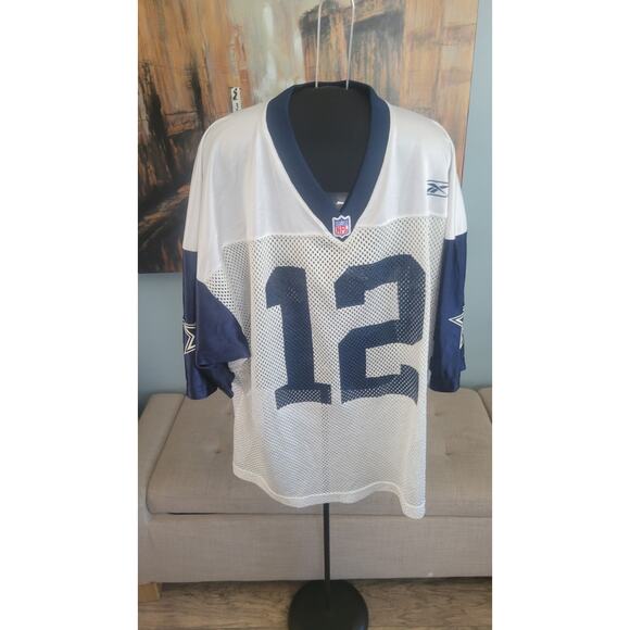 Dallas Cowboys #12 Reebok NFL Football Jersey White Navy Mesh Adult XL - Picture 1 of 9